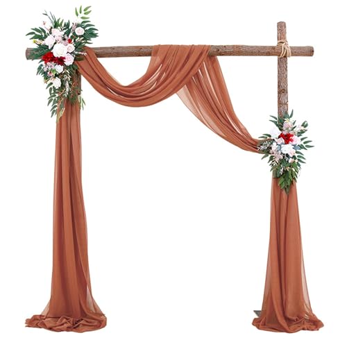 Lifup Hochzeit Vorhang Querbehang Stoff Traubogen, Foto Hintergrundvorhang Deko für Arbor Hochzeit Torbogen Zeremonie Party Dekor Orange 50 x 1000 cm von Lifup