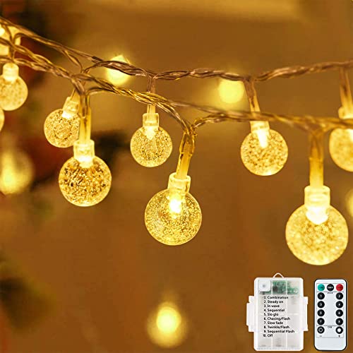 Lichterkette Batterie, 60LED 7M/23ft Gartenlichter Outdoor, mit 8 Modi Fernbedienung Lichterketten Wasserdicht, Lichterkette für Schlafzimmer, Party, Hochzeit, Weihnachtsdekoration (Warmweiß) von Ligarko