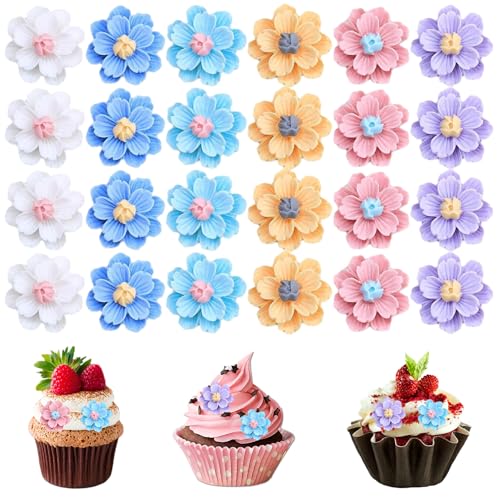 24pcs Blumencupcake Topper, farbenfrohe Harz Blumenform Cupcake Toppers für Dekorationszubehör, zum Geburtstag von Kindern, Themenparty, Hochzeit 24pcs Blumencupcake Topper, farbenfrohe Harz Blumenform Cupcake Toppers für Dekorationszubehör, zum Geburtstag von Kindern, Themenparty, Hochzeit von Ligeinsrk