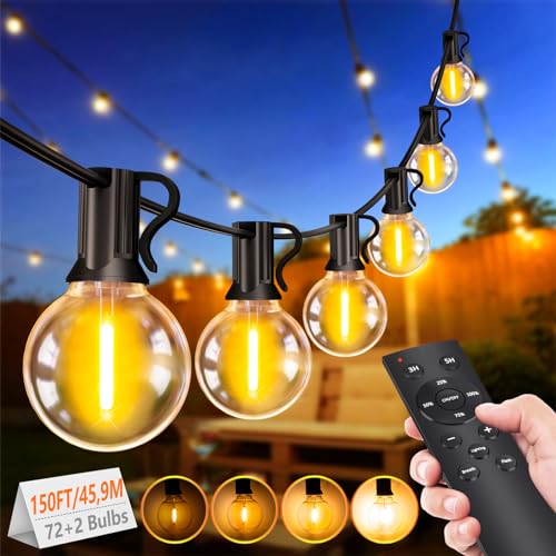 45M LED Lichterkette Außen Strom: 72+2 Glühbirnen Outdoor Lichterketten Aussen Wetterfest Dimmbar Warmweiß Aussenlichterkette Retro Lights Birnen für Party Terrasse Biergarten Pavillon Balkon Garten von Light-Brightly