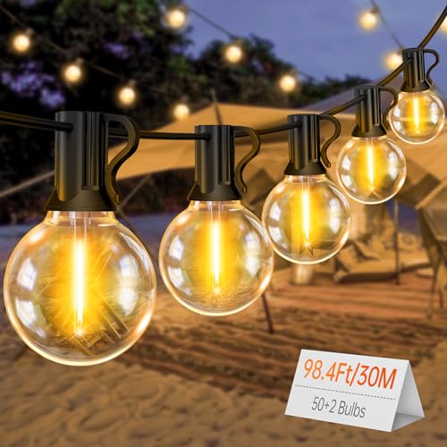 LED Lichterkette Aussen 30M - 50+2 Lichterketten Außen G40 Glühbirnen Wetterfest lichterkette Outdoor für Garten Balkon Party Hochzeit von Light-Brightly