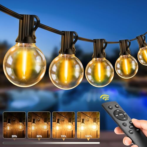 LED Lichterkette Außen Strom mit Fernbedienung, 20M - 65FT G40 Glühbirnen Dimmbar Outdoor Lichterkette, IP44 Wetterfest Warmweiß Aussen Lichterkette für Garten Terrasse Balkon Hochzeiten Party von Light-Brightly