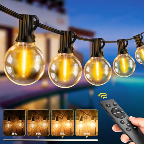 LED Lichterkette Außen Glühbirnen 30M - 100FT Outdoor Lichterkette Strom mit Wetterfest G40 Glühbirne Dimmbare Aussen Draußen Lichterkette Warmweiß für Garten Terrasse Pavillon Balkon Hochzeiten Party von Light-Brightly