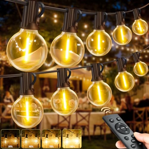 LED Lichterkette Außen Glühbirnen 60M - 200FT Outdoor Lichterkette Strom mit Wetterfest G40 Glühbirne Dimmbare Aussen Lichterkette Warmweiß für Garten Terrasse Balkon Hochzeiten Party von Light-Brightly