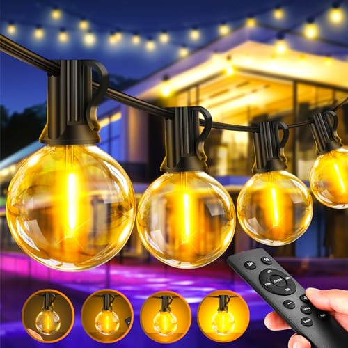 30M LED Lichterkette Außen Strom: 46+2 Glühbirnen Outdoor Lichterketten Aussen Wetterfest Dimmbar Warmweiß Aussenlichterkette Retro Lights Birnen für Party Terrasse Biergarten Pavillon Balkon Garten von Light-Brightly