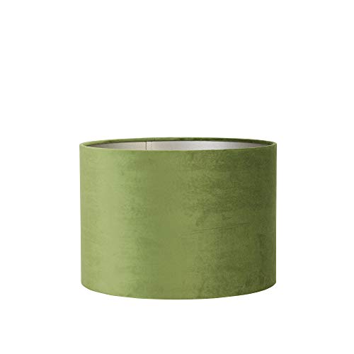 Lampenschirm Velours von Light & Living - Ø30, Höhe 21cm, für E27-Fassung - Blickdichter olive Samt mit taupe Innenverkleidung - Runder Lampenschirm für Tisch-, und Deckenlampen von Light & Living