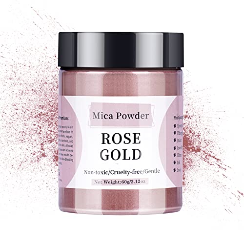 Rose Gold Mica-Pulver - 60 g Glimmerpulver für Epoxidharz - Perlenpigment-Pulverfarbe für Harz/Lidschatten/Seifenherstellung/Nägel/Badekugeln usw. von LightStone