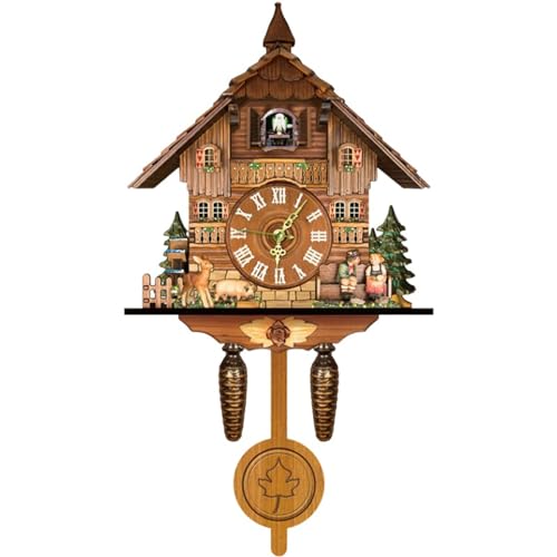 Lightakai Kuckucksuhren, Handarbeit Kuckucksuhr Wanduhr Holz Kuckuck Vogelhaus Wanduhr für Zuhause, Kinderzimmer, Schlafzimmer, Dekoration von Lightakai