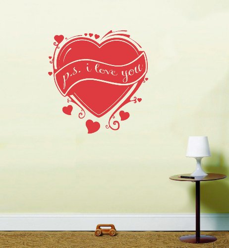 PS I Love You Zitat Lounge Schlafzimmer Art Wand Aufkleber Aufkleber, braun, Small 28cm x 26.5cm von LightningSigns