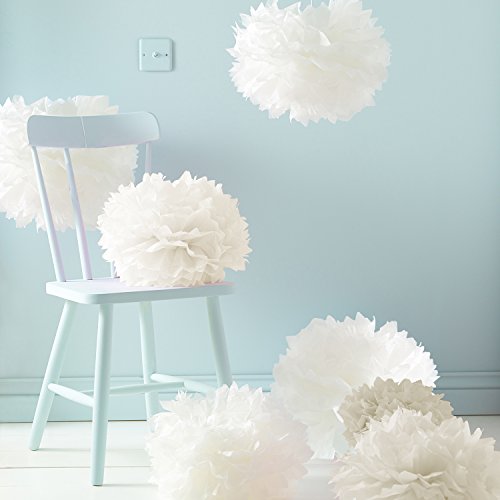 Lights4fun 9er Set Seidenpapier PomPoms crème Hochzeit Party Deko Muttertagsgeschenk Hochzeitsdeko Vintage von Lights4fun