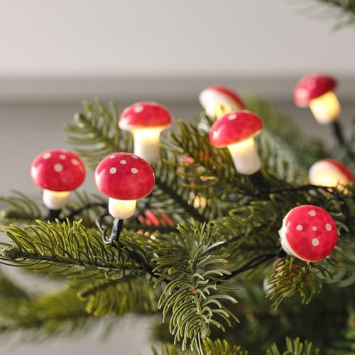 Lights4fun 10er Pilz LED Lichterkette warmweiß Fliegenpilz Deko Lichterkette mit Timer Weihnachtsbaumlichterkette Pilz Deko Beleuchtet Weihnachtsbeleuchtung Pilze von Lights4fun