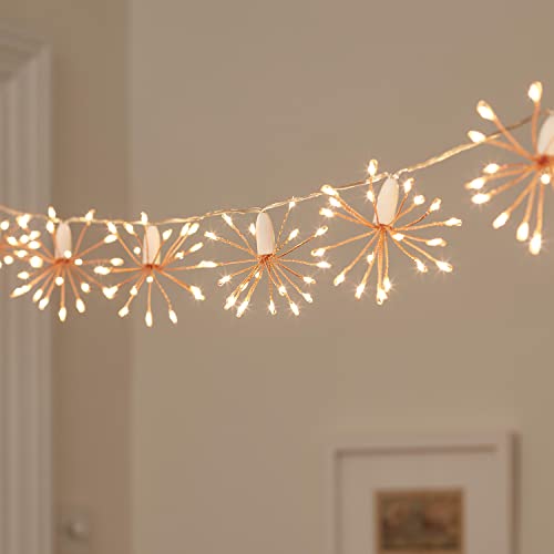 Lights4fun 15er LED Feuerwerk Lichterkette Rosegold Timer strombetrieben Innenbereich von Lights4fun