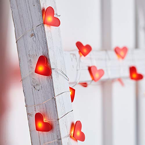 Lights4fun 20er LED Draht Micro Lichterkette Herz Timer batteriebetrieben Muttertags Deko Valentinstag von Lights4fun