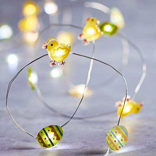 Lights4fun 20er Micro LED Lichterkette Ostern Timer Batterie Osterdeko Innen Osterdeko Tisch von Lights4fun