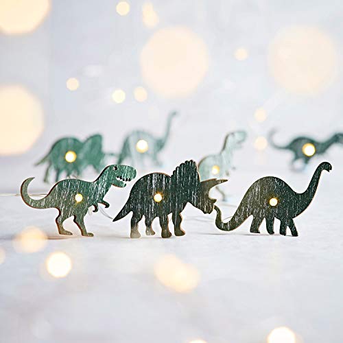 Lights4fun 20er Micro LED Dinosaurier Kinderzimmer Lichterkette mit Timer Funktion batteriebetrieben von Lights4fun