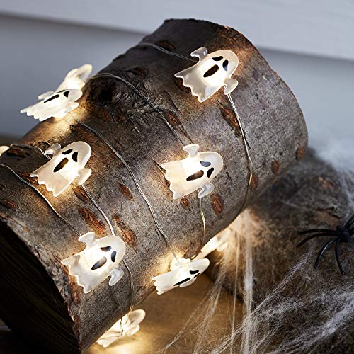 Lights4fun 20er Micro LED Geister Lichterkette mit Timer Halloween Deko batteriebetrieben von Lights4fun