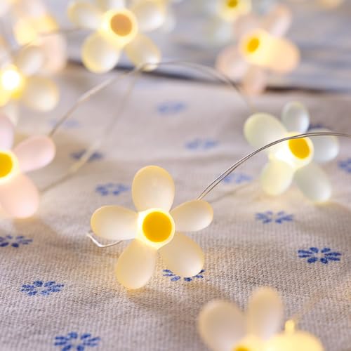 Lights4fun 20er Micro LED Lichterkette Blumen Pastell warmweiß Timer Batterie Innen- und Außenbeleuchtung Deko Blumen Lichterkette Innen Lichterkette Außen von Lights4fun