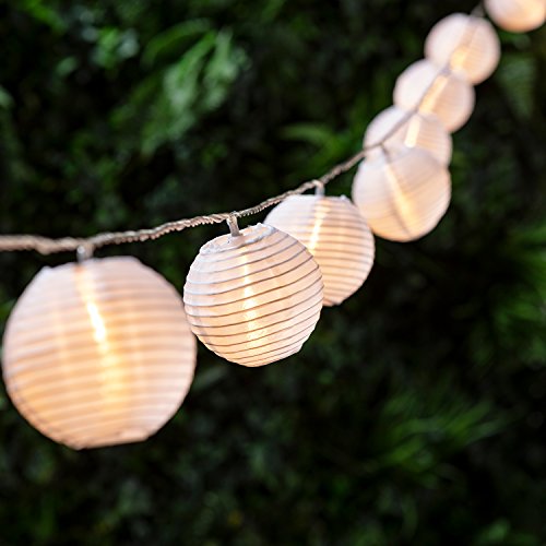 Lights4fun 2x 20er Lampion LED Lichterkette Koppelbar warmweiß Innen Außen Sommer Deko Balkon Lampion Lichterkette Mit Netzstecker Vintage Lampions Lichterkette von Lights4fun