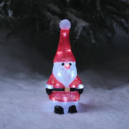 Lights4fun 30cm Acryl LED Weihnachtsmann Figur innen und außen Weihnachtsfigur Weihnachtsmann Weihnachtsdeko Weihnachtsbeleuchtung Außen von Lights4fun