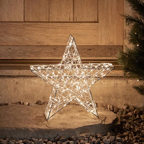 Lights4fun 35cm 3-in-1 LED Stern Figur Timer Weihnachtsbeleuchtung Außen und Innen von Lights4fun
