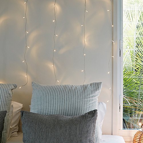 Lights4fun 40er LED Lichtervorhang warmweiß 1m x 1m 31V Lichtervorhang Fenster Weihnachten Deko Weihnachtsdeko Lichterkette Lichtervorhang Strom Timer Fensterbeleuchtung Weihnachten von Lights4fun