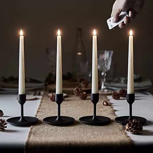 Lights4fun 4er Set TruGlow® LED Stabkerzen mit Fernbedienung Echtwachs in creme 22cm batteriebetrieben Adventskranz Kerzen 4er Set von Lights4fun