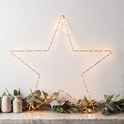 Lights4fun 4x Osby Sterne Rose Gold 80 Micro LEDs 60cm Batteriebetrieb Timer Leuchtsterne Kinderzimmer von Lights4fun