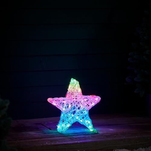 Lights4fun 50er LED Twinkly smarter LED Stern Beleuchtet 35cm Außen Timer Weihnachtsbeleuchtung für außen und innen Weihnachtsdeko Stern leuchtend von Lights4fun