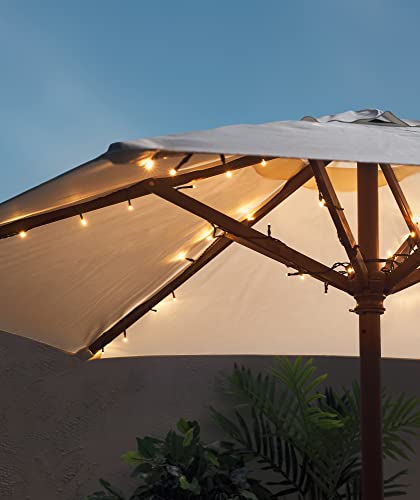 Lights4fun 80er LED Lichterkette Sonnenschirm Außenbereich Gartendeko batteriebetrieben Timer Deko Terrasse Ampelschirm Beleuchtung Parasol LED Ampelschirm mit LED von Lights4fun