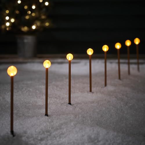 Lights4fun 8er Set LED Kugel Stableuchten Timer warmweiß Weihnachtsdeko Außen Batterie Weihnachtsbeleuchtung Außen von Lights4fun