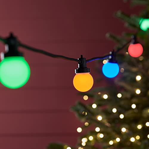 Lights4fun Pro Connect 10er LED Party Lichterkette bunt 5m inkl. Netzstecker Lichterkette Kugeln Lichterkette Glühbirnen von Lights4fun