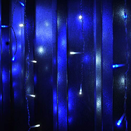 LightsGo Eiszapfen Lichterkette Außen Innen LED Lichterkette 300/400LED Warmweiß/Kaltweiß/Blau/BlauAndWhite (400LED 10M, Blau und Weiß) von LightsGo