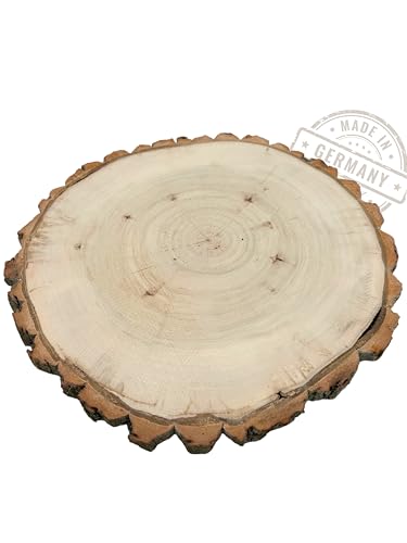 Baumscheiben 35-40 cm ø groß | 1 Stück | geschliffen & mit Rinde | Made in Germany | edles Pappelholz als tolle Tischdeko | Tortenplatte | Hochzeitsdeko | deko Tablett | DIY (1 Stück) von Lignum Amoris