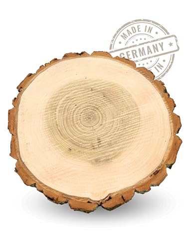 Lignum Amoris Baumscheiben 25-30 cm ø | 1 Stück | geschliffen & mit Rinde | Made in Germany | edles Pappelholz als tolle Tischdeko | Tortenplatte | Hochzeitsdeko | deko Tablett | DIY von Lignum Amoris