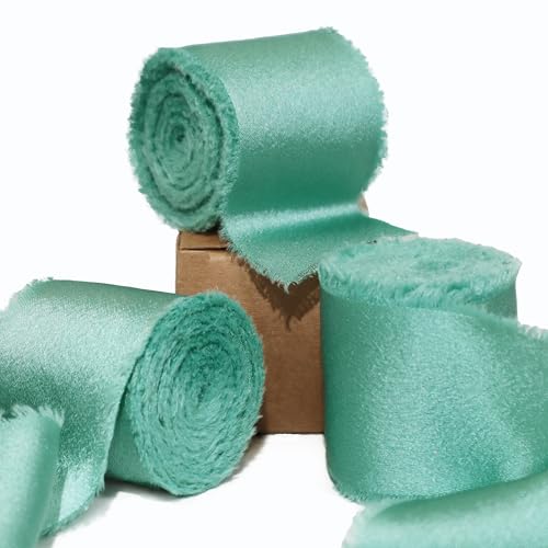 Ligtmor Geschenkband silk ribbon Satinband 3,8cm x 13,5m chiffonband Schleifenband Stoffband Hochzeit Seidenband - Blau grün von Ligtmor