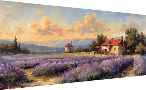 5D Diamond Painting Großes XXL 62x30cm, Diamant Painting Bilder Lavendel, DIY Vollbohrer Malen nach Zahlen Diamant Painting Set, Groß Landschaft Diamantmalerei für Geschenk Wanddeko Wohnzimmer P_9 von Lihogbo