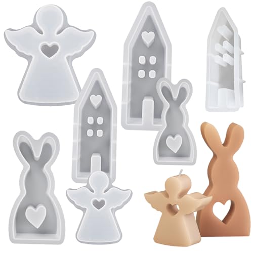 Lihuiwp Ostern Silikonform, Kaninchen Gießformen Niedliche Kerze, 3D Hasenform für Ostern, Kerzenform Silikon Ostern, Osterhase Hase Kerze Candy Schokoladenharzform, DIY Hasenform für n von Lihuiwp