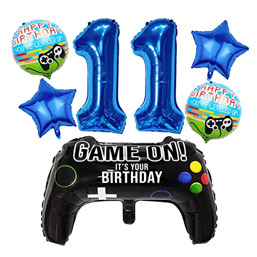 Liitata Videospiel 11. Geburtstag Deko Jungen Gamer Geburtstag Party Deko Zahl 11 Folienballon Blau Großes Gamecontroller Luftballon Stern Ballon für Kinder Junge Geburtstag Motto Party Deko von Liitata