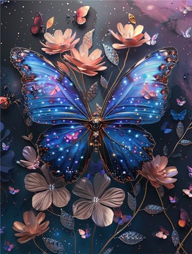 5D Diamond Painting Erwachsene Schmetterling, Diamant Painting Bilder Blume Set, Diamant Malerei Strass Stickerei Malerei Painting Set für Erwachsene, Diamond Painting Kinder für Wanddeko 30x40cm von Lijahoo