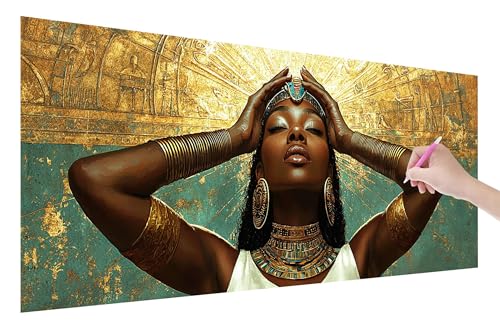 Diamond Painting Ägypten, 5D DIY Diamant Painting Bilder Frau 250x100cm, Diamant Malerei Cross Stitch Stickerei Erwachsene Groß XXL, Basteln Erwachsene Set für Geschenke und Wand Deko Wohnzimmer, E-0 von Lijahoo