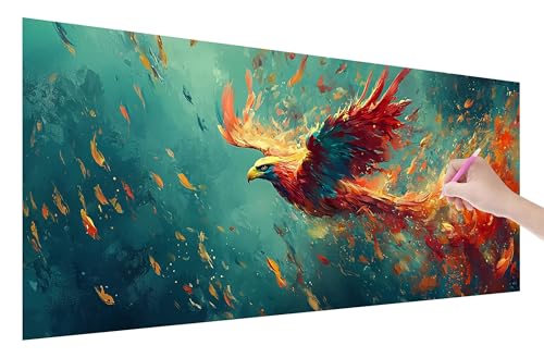 Diamond Painting Adler, 5D DIY Diamant Painting Bilder Tiere 250x100cm, Diamant Malerei Cross Stitch Stickerei Erwachsene Groß XXL, Basteln Erwachsene Set für Geschenke und Wand Deko Wohnzimmer, E-36 von Lijahoo