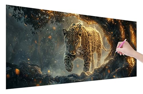 Diamond Painting Baum, 5D DIY Diamant Painting Bilder Leopard 250x100cm, Diamant Malerei Cross Stitch Stickerei Erwachsene Groß XXL, Basteln Erwachsene Set für Geschenke und Wand Deko Wohnzimmer, W-68 von Lijahoo