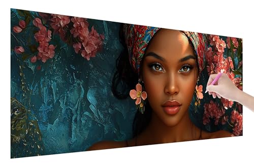 Diamond Painting Blume, 5D DIY Diamant Painting Bilder Frau 250x100cm, Diamant Malerei Cross Stitch Stickerei Erwachsene Groß XXL, Basteln Erwachsene Set für Geschenke und Wand Deko Wohnzimmer, Q-76 von Lijahoo