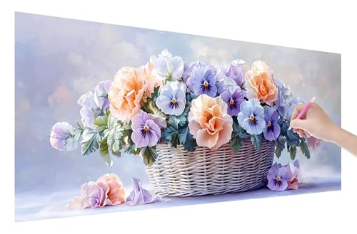 Diamond Painting Blume, 5D DIY Diamant Painting Bilder Springen 150x60cm, Diamant Malerei Cross Stitch Stickerei Erwachsene Groß XXL, Basteln Erwachsene Set für Geschenke und Wand Deko Wohnzimmer, W-6 von Lijahoo