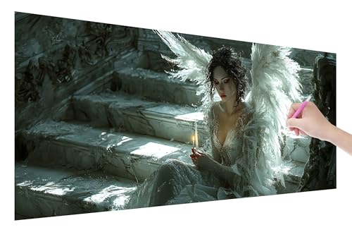 Diamond Painting Engel, 5D DIY Diamant Painting Bilder Frau 150x60cm, Diamant Malerei Cross Stitch Stickerei Erwachsene Groß XXL, Basteln Erwachsene Set für Geschenke und Wand Deko Wohnzimmer, Q-70 von Lijahoo