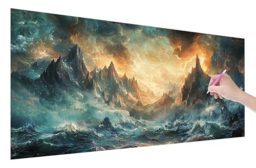 Diamond Painting Erwachsene, Berg Diamant Painting Bilder Set für Anfänger (150x60cm), 5D DIY Crystal Kunst Strass Stickerei Landschaft Diamant Malerei Kits, Bastelset Erwachsene für Wanddeko Q-41 von Lijahoo