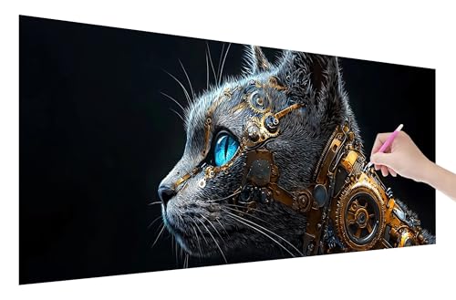 Diamond Painting Erwachsene, Cyberpunk Diamant Painting Bilder Set für Anfänger (250x100cm), 5D DIY Crystal Kunst Strass Stickerei Katze Diamant Malerei Kits, Bastelset Erwachsene für Wanddeko W-95 von Lijahoo