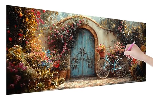 Diamond Painting Erwachsene, Fahrrad Diamant Painting Bilder Set für Anfänger (150x60cm), 5D DIY Crystal Kunst Strass Stickerei Blumen Diamant Malerei Kits, Bastelset Erwachsene für Home Wanddeko W-89 von Lijahoo