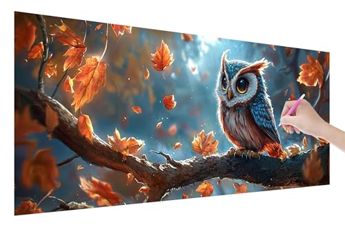 Diamond Painting Erwachsene, Herbst Diamant Painting Bilder Set für Anfänger (150x60cm), 5D DIY Crystal Kunst Strass Stickerei Eule Diamant Malerei Kits, Bastelset Erwachsene für Home Wanddeko, E-69 von Lijahoo