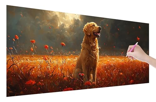 Diamond Painting Erwachsene, Hund Diamant Painting Bilder Set für Anfänger (200x80cm), 5D DIY Crystal Kunst Strass Stickerei Natur Diamant Malerei Kits, Bastelset Erwachsene für Home Wanddeko, U-4 von Lijahoo